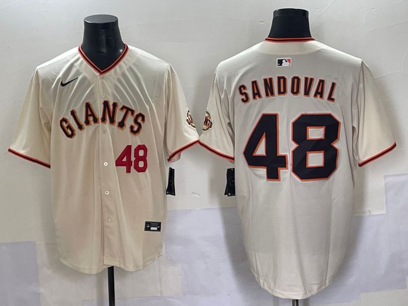 Men 2025 San Francisco Giants #48 Sandoval Cream Game Nike MLB Jersey style 2
